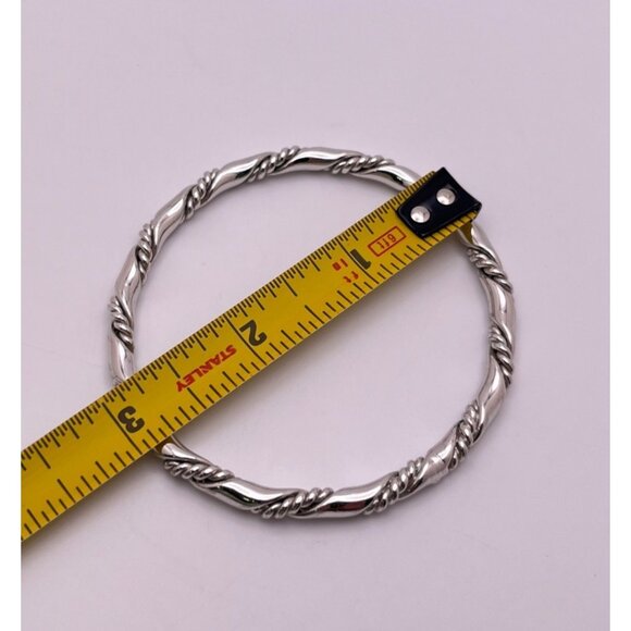 Silver Tone Twisted Rope Bangle Bracelet Fashion Jewelry - Picture 3 of 6